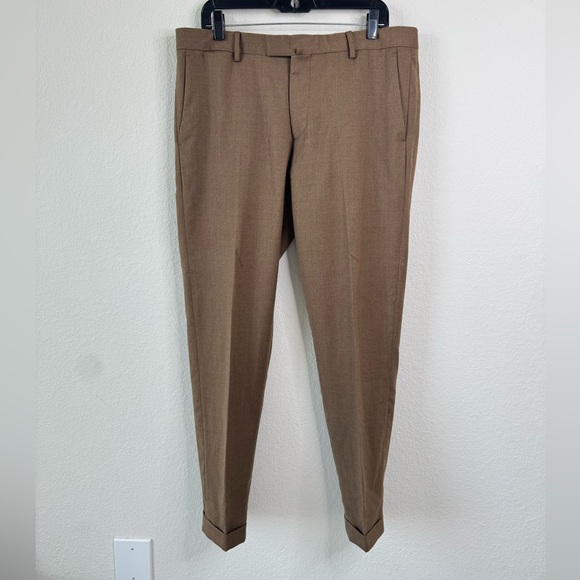 Briglia 1949 Slim Fit Virgin Wool Men’s Pants‎Cuffed Hem 36x32 Neutral Preppy